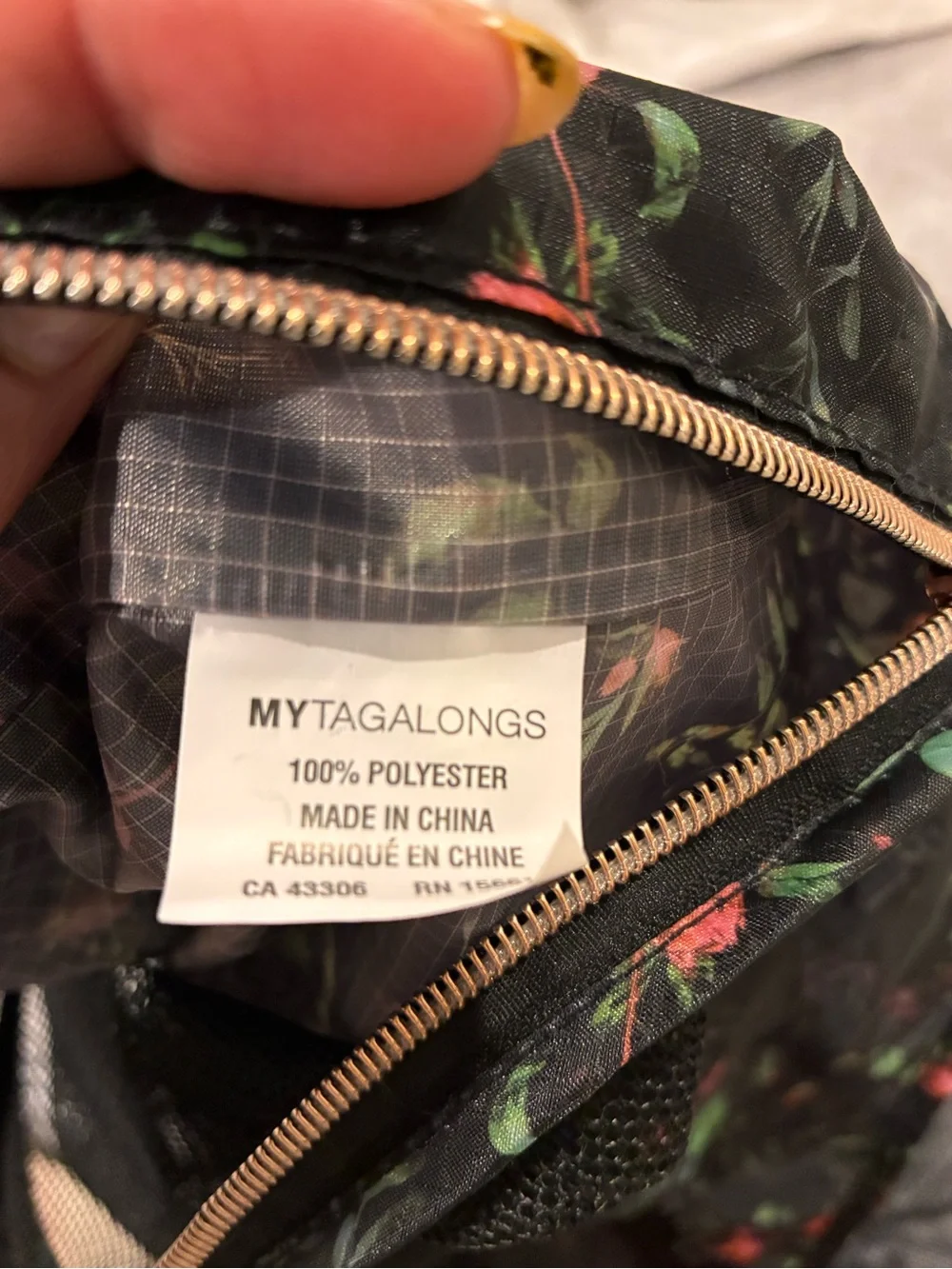 Mytagalongs travel Floral Packing Cube Set Black rose Print mesh